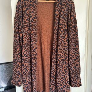 Sanctuary Leopard Print Open Front Cardigan with POCKETS long soft jacket